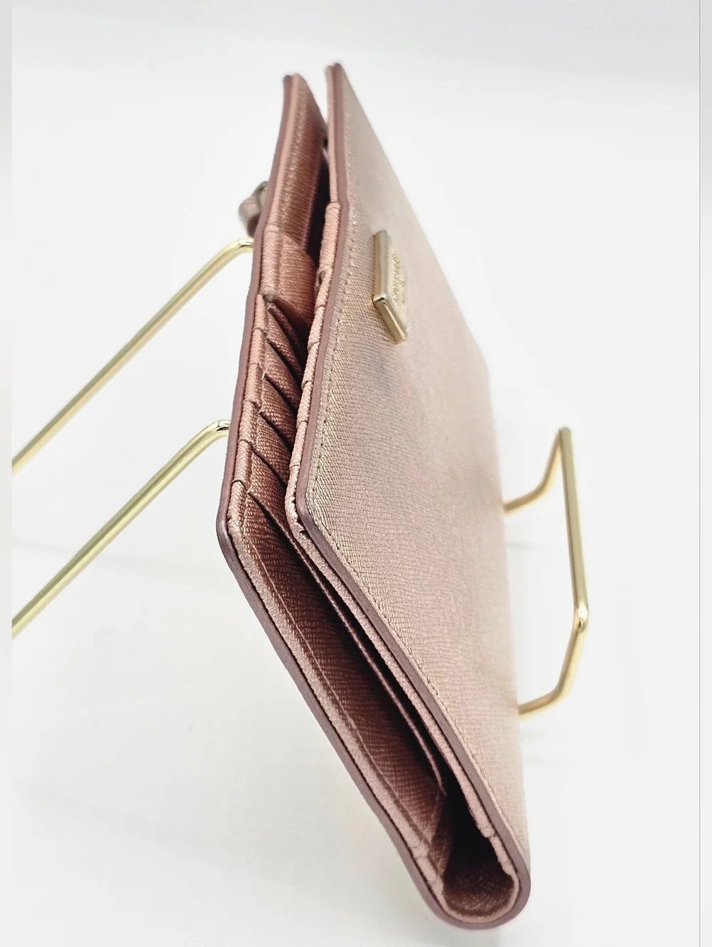 KATE SPADE Metallic Rose Gold Slim Bifold Wallet‎